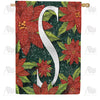 America Forever Snowy Poinsettias Monogram House Flag