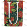 America Forever Snowy Poinsettias Monogram House Flag