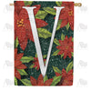 America Forever Snowy Poinsettias Monogram House Flag