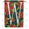 America Forever Snowy Poinsettias Monogram House Flag