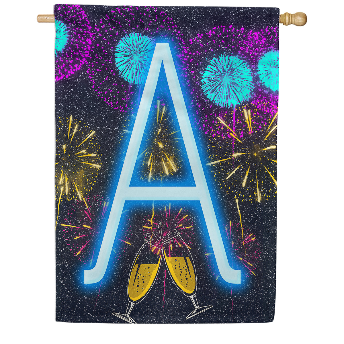 America Forever New Year Cheers Monogram House Flag