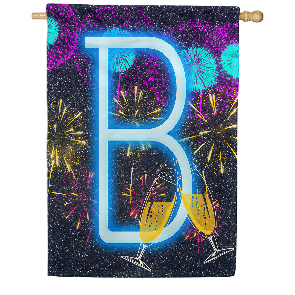 America Forever New Year Cheers Monogram House Flag