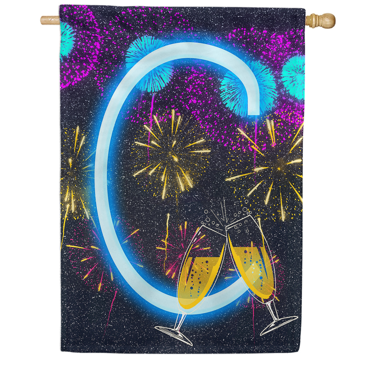 America Forever New Year Cheers Monogram House Flag