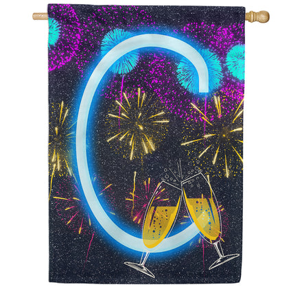 America Forever New Year Cheers Monogram House Flag