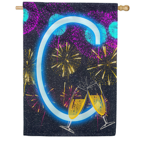 America Forever New Year Cheers Monogram House Flag