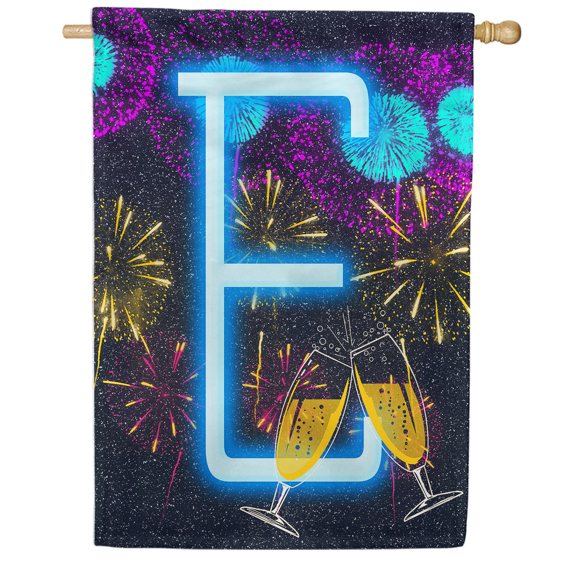 America Forever New Year Cheers Monogram House Flag