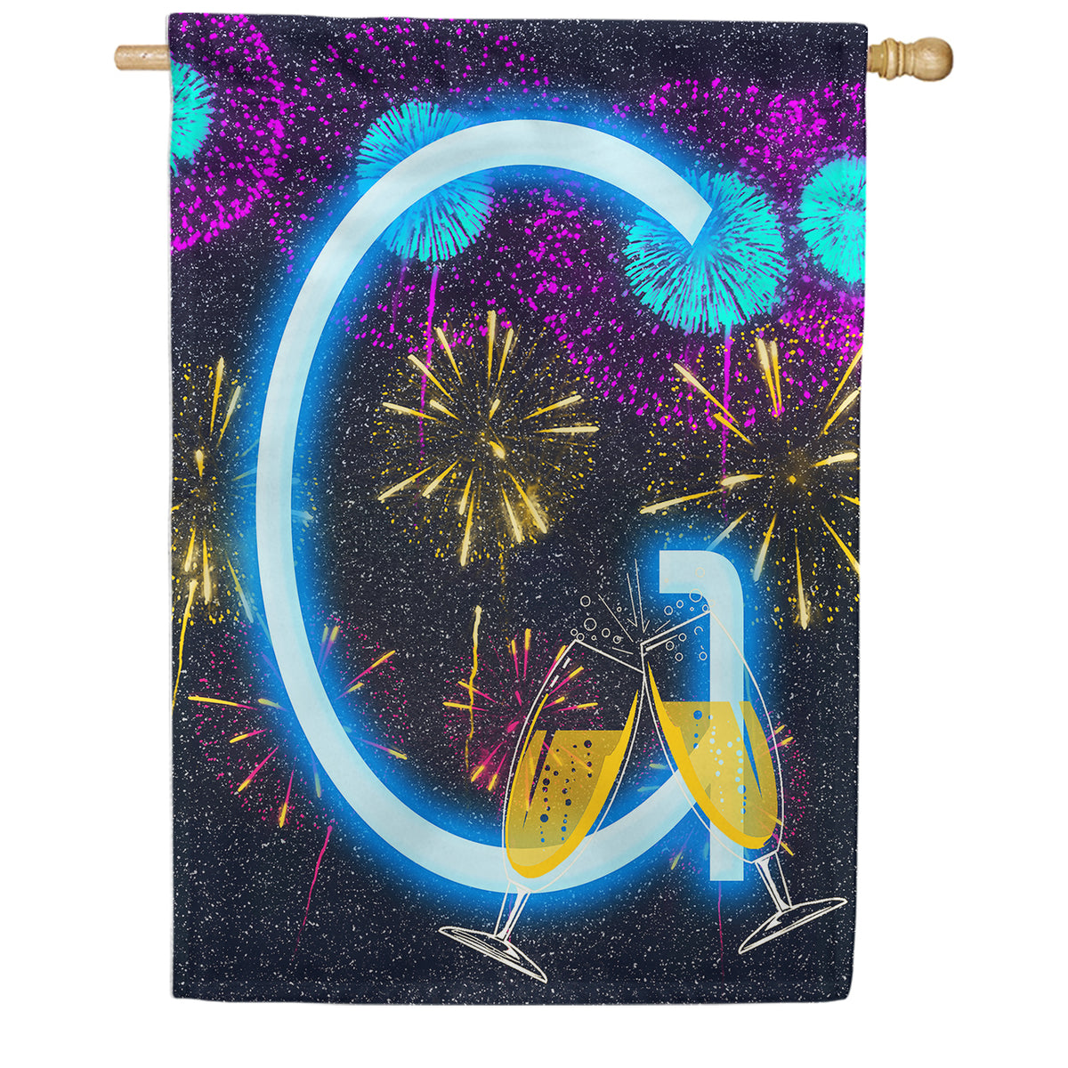 America Forever New Year Cheers Monogram House Flag