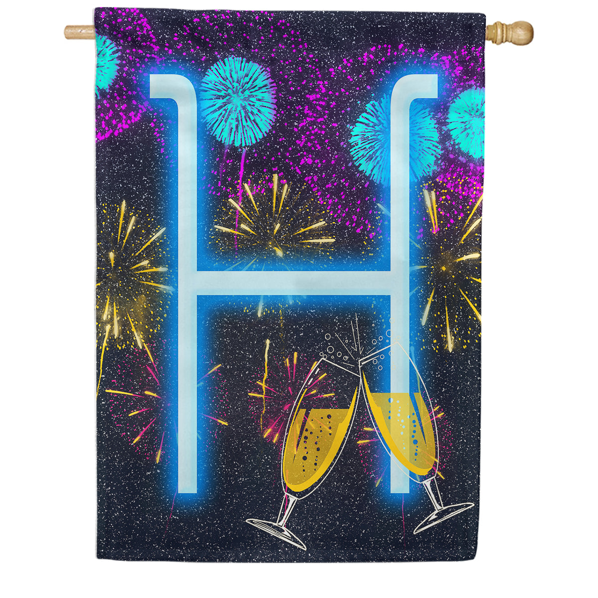 America Forever New Year Cheers Monogram House Flag