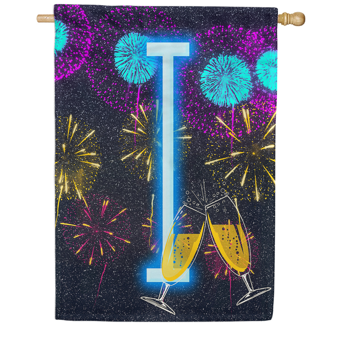 America Forever New Year Cheers Monogram House Flag