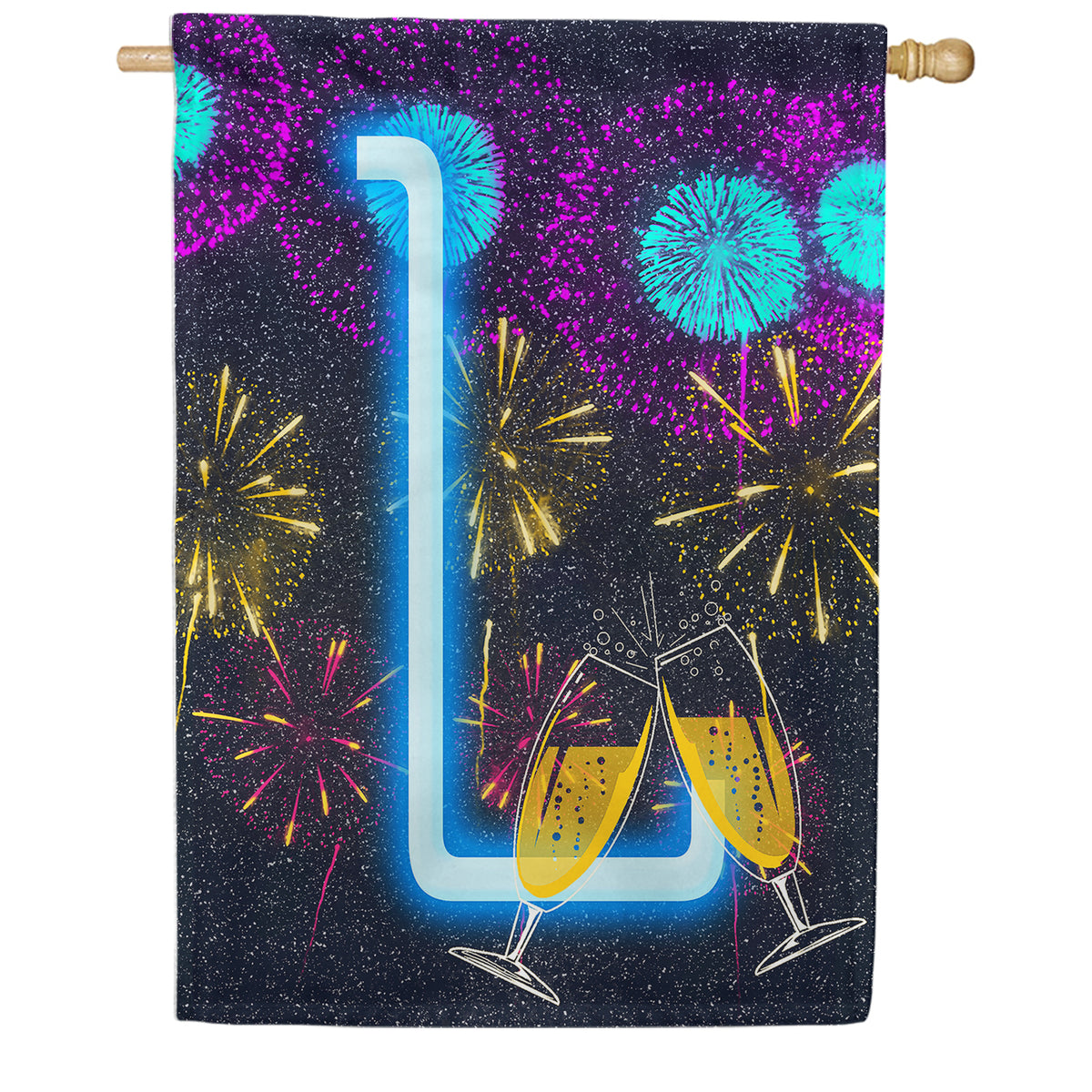 America Forever New Year Cheers Monogram House Flag
