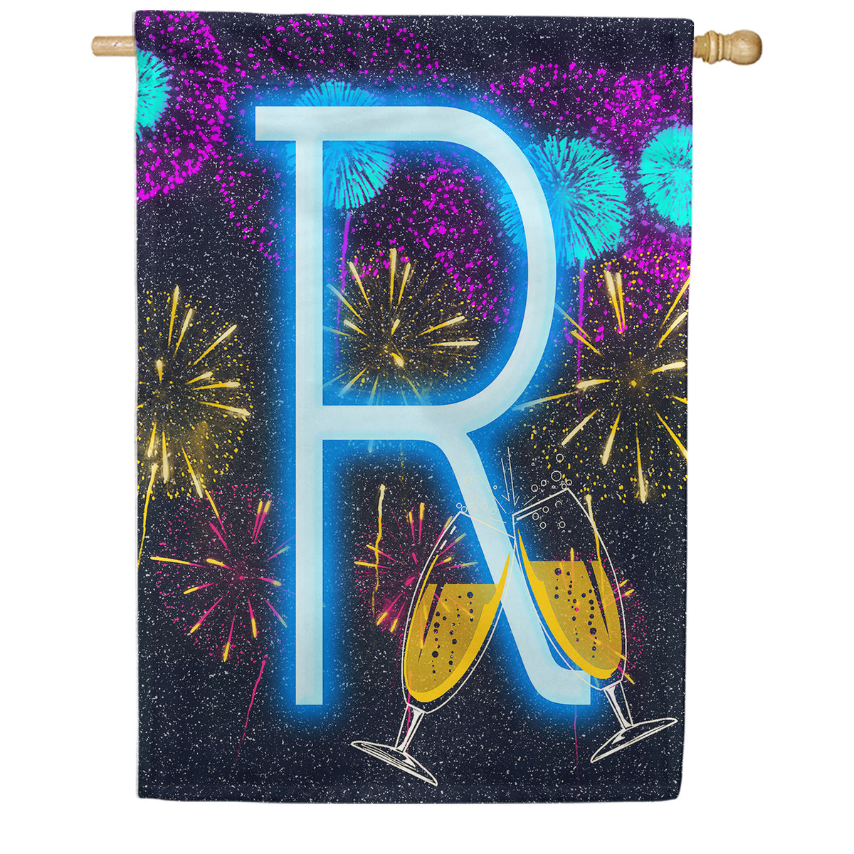 America Forever New Year Cheers Monogram House Flag