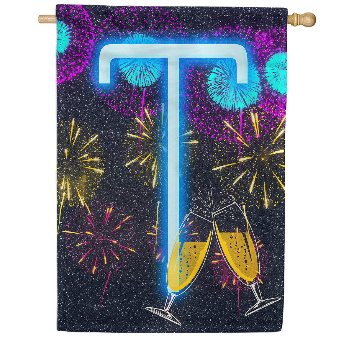 America Forever New Year Cheers Monogram House Flag