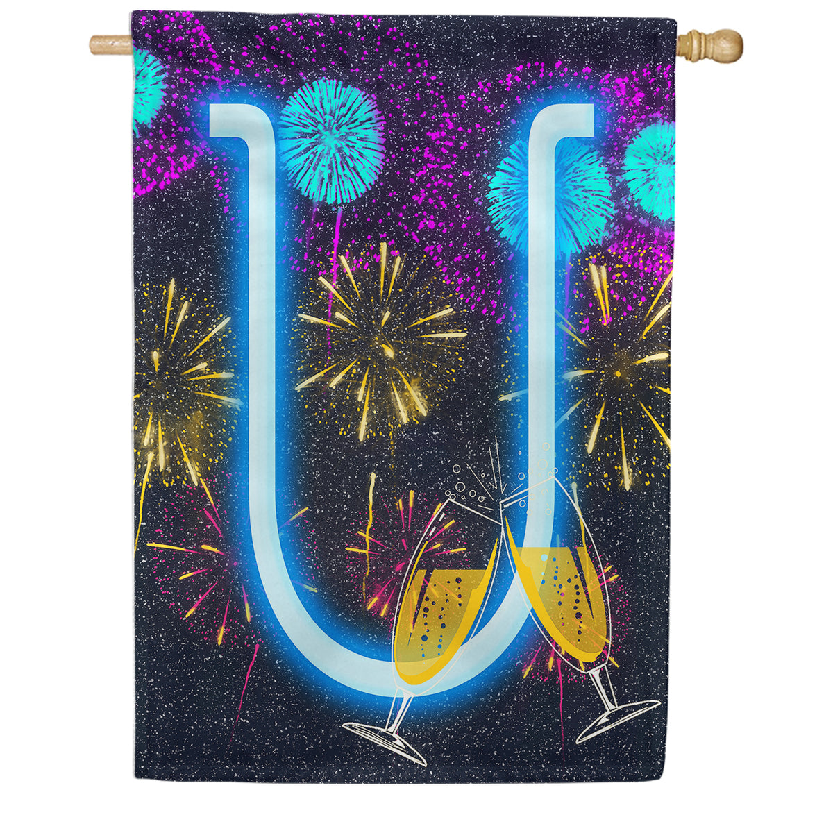 America Forever New Year Cheers Monogram House Flag