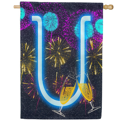 America Forever New Year Cheers Monogram House Flag