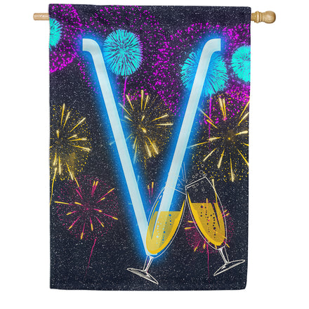 America Forever New Year Cheers Monogram House Flag