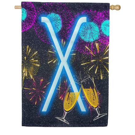America Forever New Year Cheers Monogram House Flag