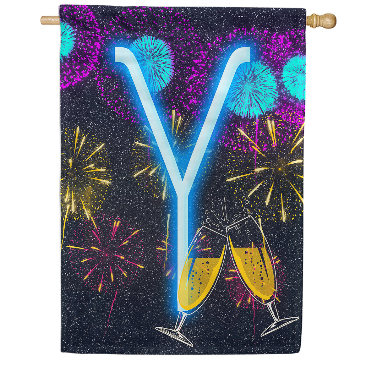 America Forever New Year Cheers Monogram House Flag