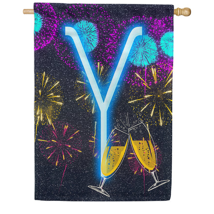 America Forever New Year Cheers Monogram House Flag
