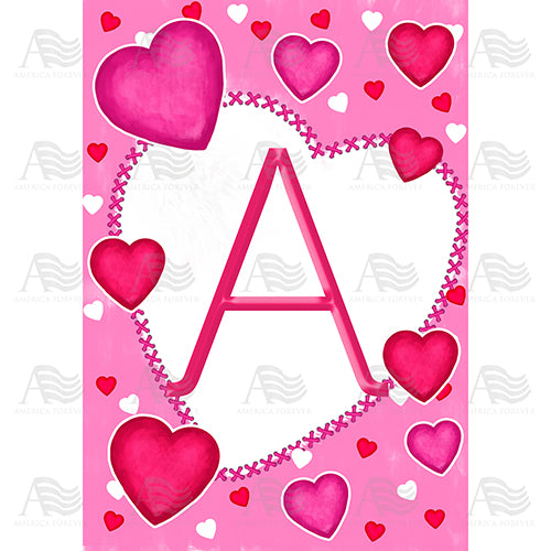 America Forever Happy Valentine's Day Hearts Monogram House Flag