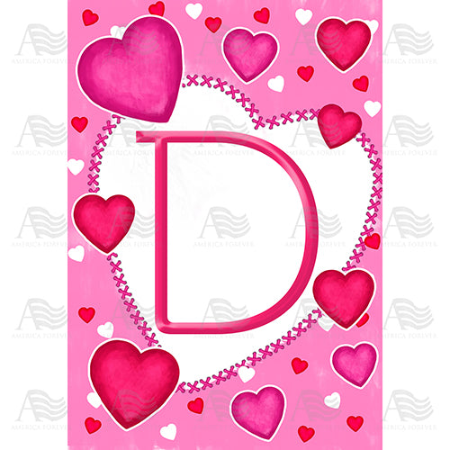 America Forever Happy Valentine's Day Hearts Monogram House Flag