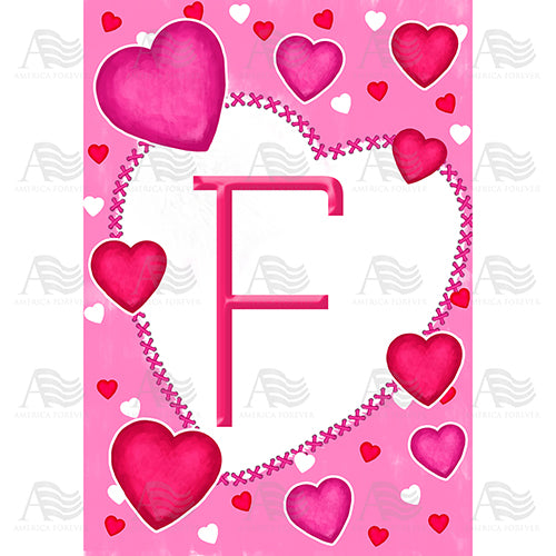 America Forever Happy Valentine's Day Hearts Monogram House Flag