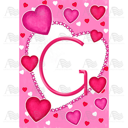 America Forever Happy Valentine's Day Hearts Monogram House Flag