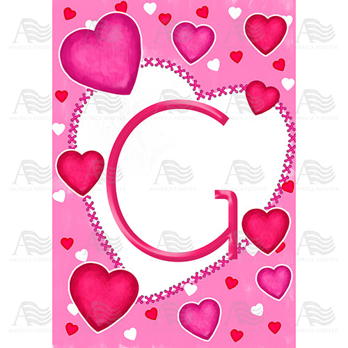 America Forever Happy Valentine's Day Hearts Monogram House Flag