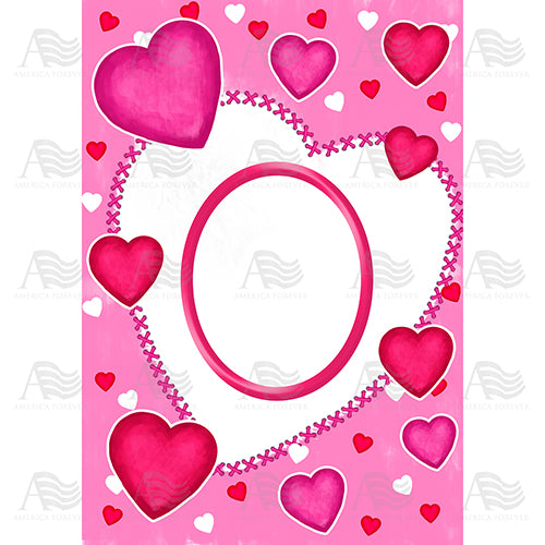 America Forever Happy Valentine's Day Hearts Monogram House Flag