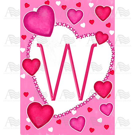 America Forever Happy Valentine's Day Hearts Monogram House Flag