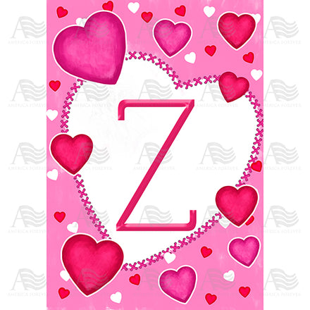 America Forever Happy Valentine's Day Hearts Monogram House Flag