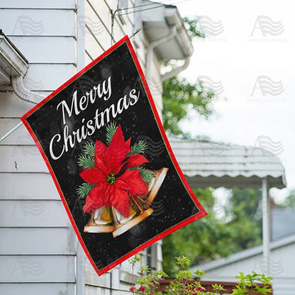 America Forever Merry Christmas Bells House Flag