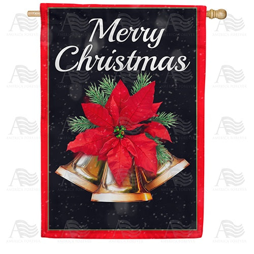 America Forever Merry Christmas Bells House Flag