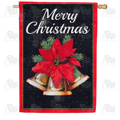America Forever Merry Christmas Bells House Flag
