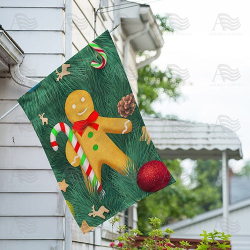 America Forever Gingerbread Man Candy Cane House Flag