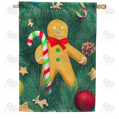America Forever Gingerbread Man Candy Cane House Flag