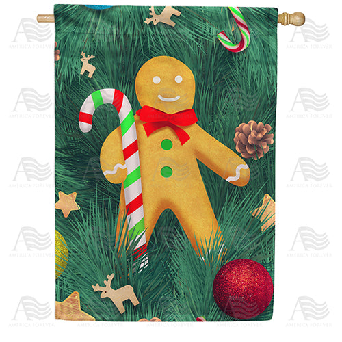 America Forever Gingerbread Man Candy Cane House Flag