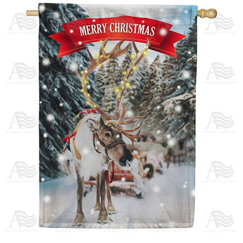 America Forever Sleigh Ride Merry Christmas House Flag