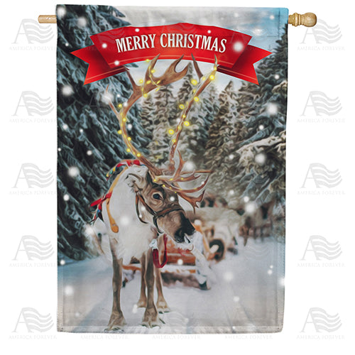 America Forever Sleigh Ride Merry Christmas House Flag
