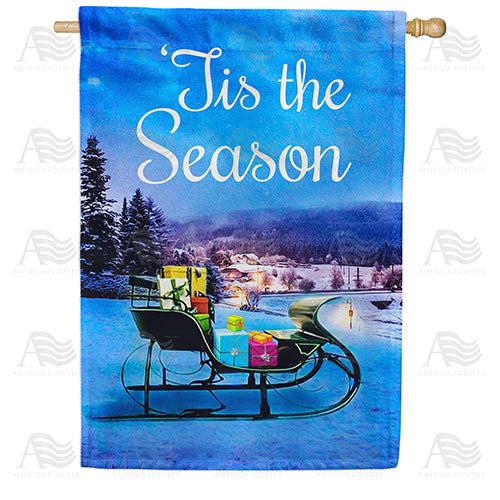 America Forever Sleigh Of Gifts House Flag