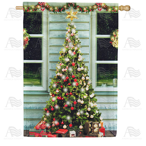 America Forever Cabin Christmas House Flag