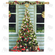 America Forever Cabin Christmas House Flag