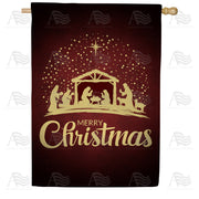 America Forever Merry Christmas-Gold Nativity House Flag