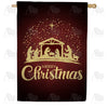 America Forever Merry Christmas-Gold Nativity House Flag