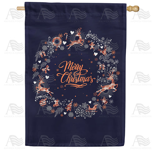 America Forever Blue Christmas House Flag