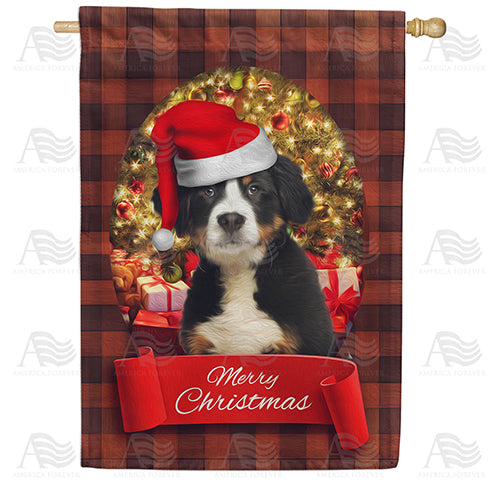 America Forever Santa Puppy House Flag