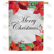 America Forever Poinsettia & Green Gingham House Flag