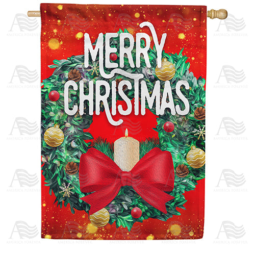 America Forever Merry Christmas Candle Wreath House Flag