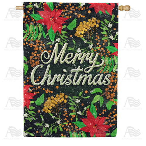 America Forever Merry Christmas Poinsettias House Flag