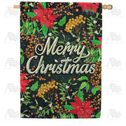 America Forever Merry Christmas Poinsettias House Flag