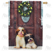 America Forever Waiting For Santa Puppies House Flag